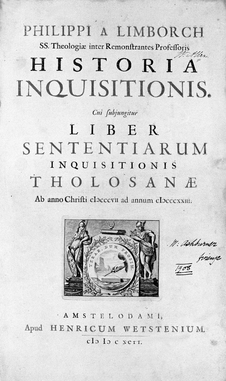 Inquisición. Frontispicio de “Historia de la Inquisición”, Ámsterdam 1692 de Unknown artist