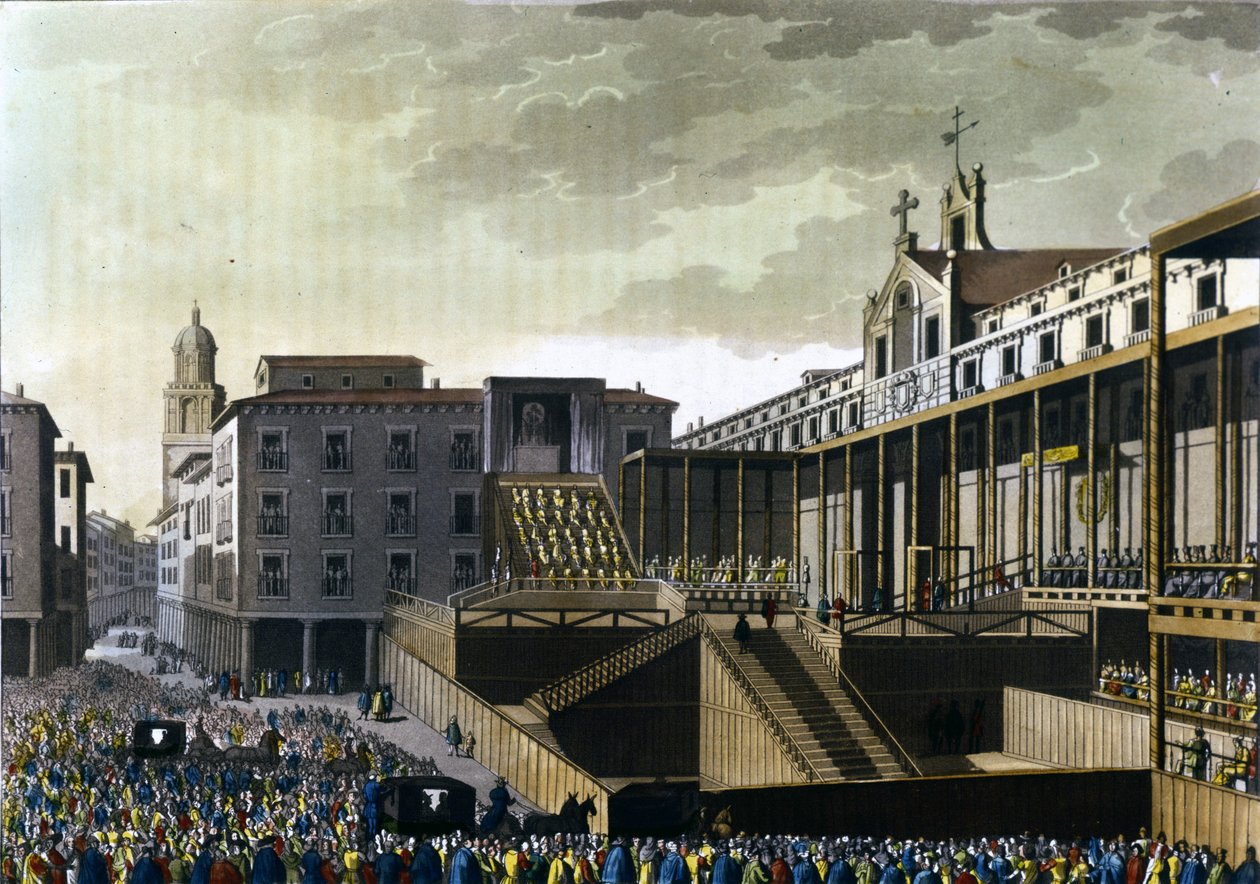 Escena de la Inquisición en la plaza pública de Burgos, España. Siglo XVI de Unknown artist