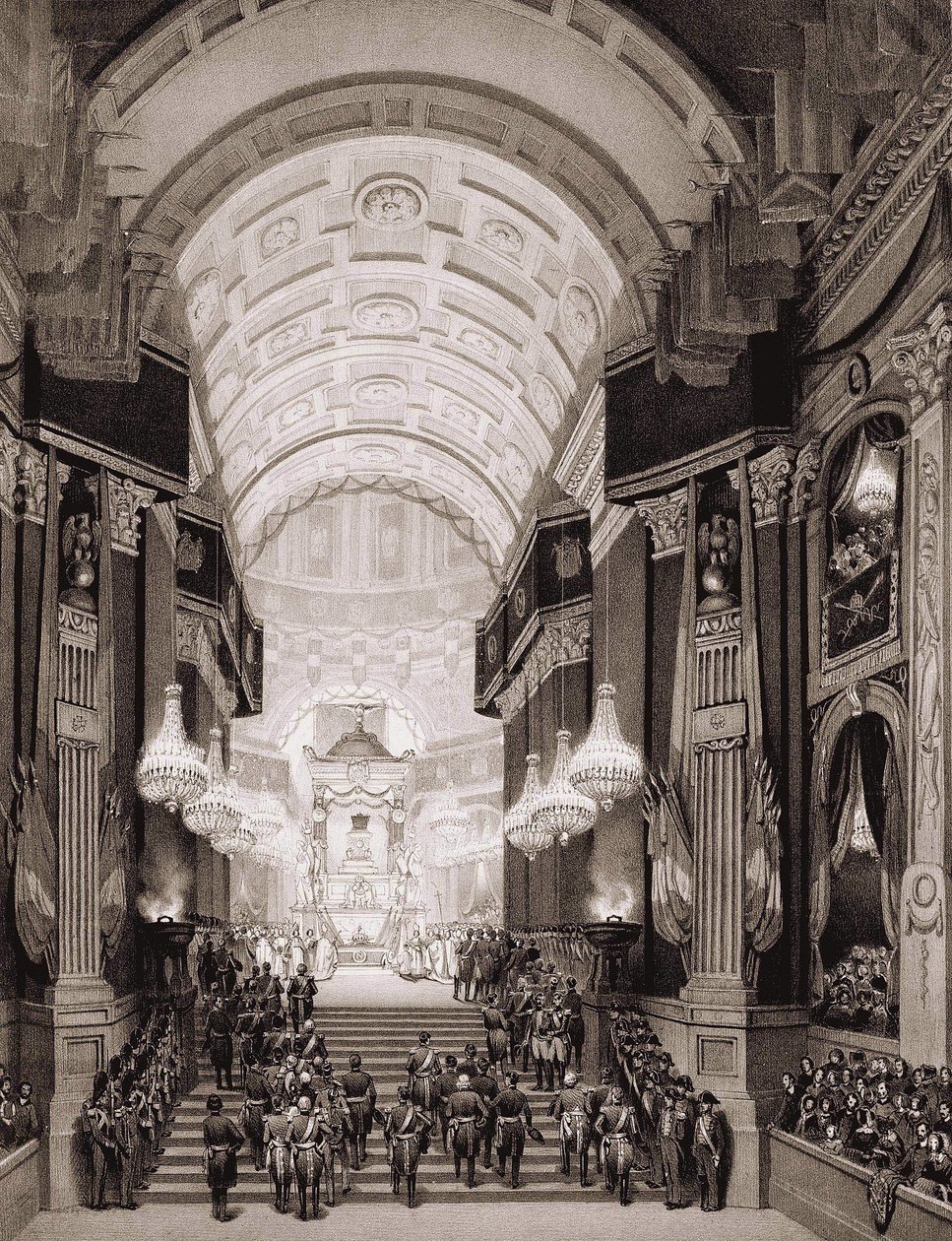 Interior de la Iglesia de los Inválidos durante la Ceremonia Religiosa el 15/12/1840. (Traslado de las cenizas de Napoleón I a los Inválidos) de Unknown artist