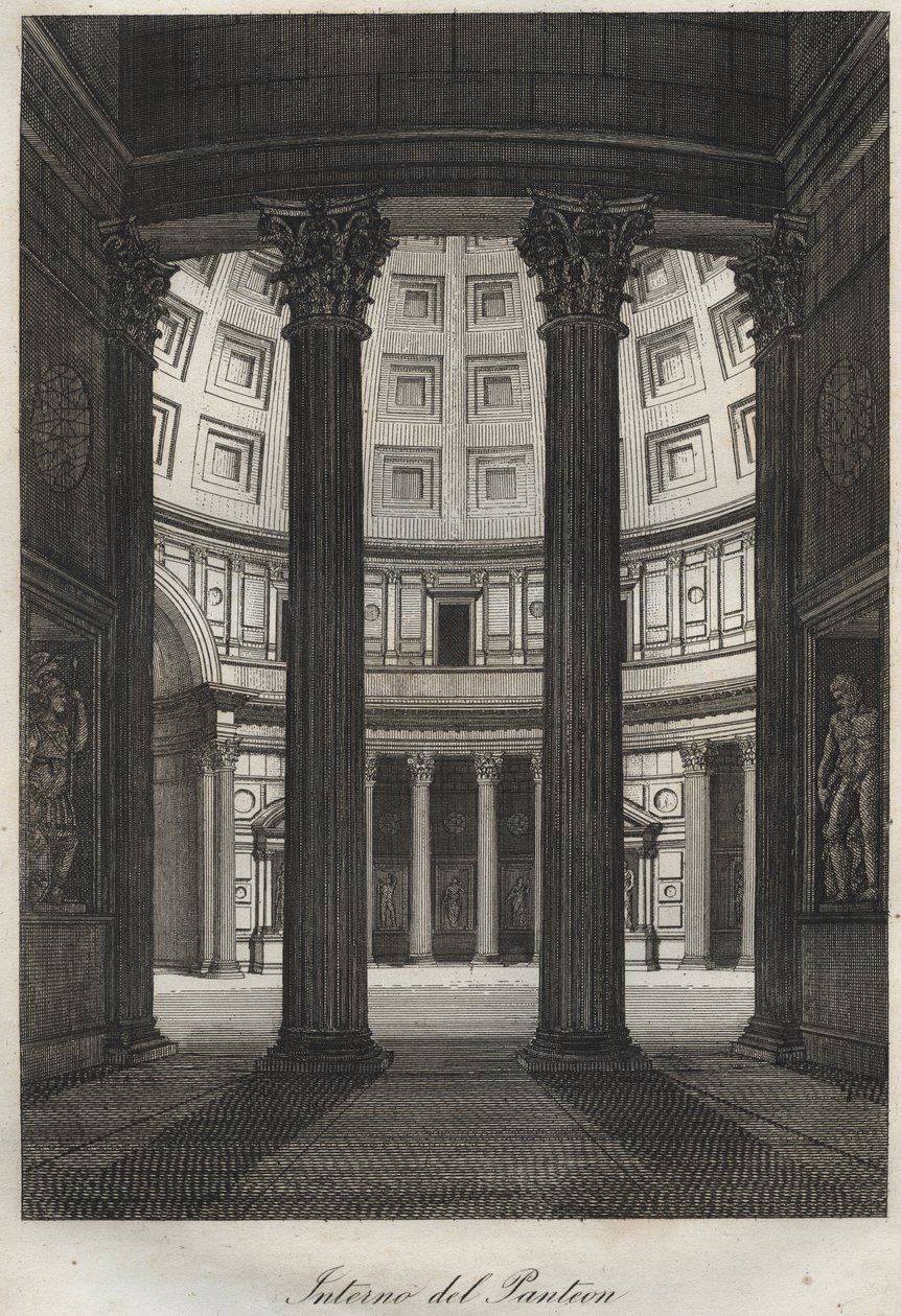 Interior del Panteón, Roma - grabado de "Usi e Costumi di Tutti i Popoli dell