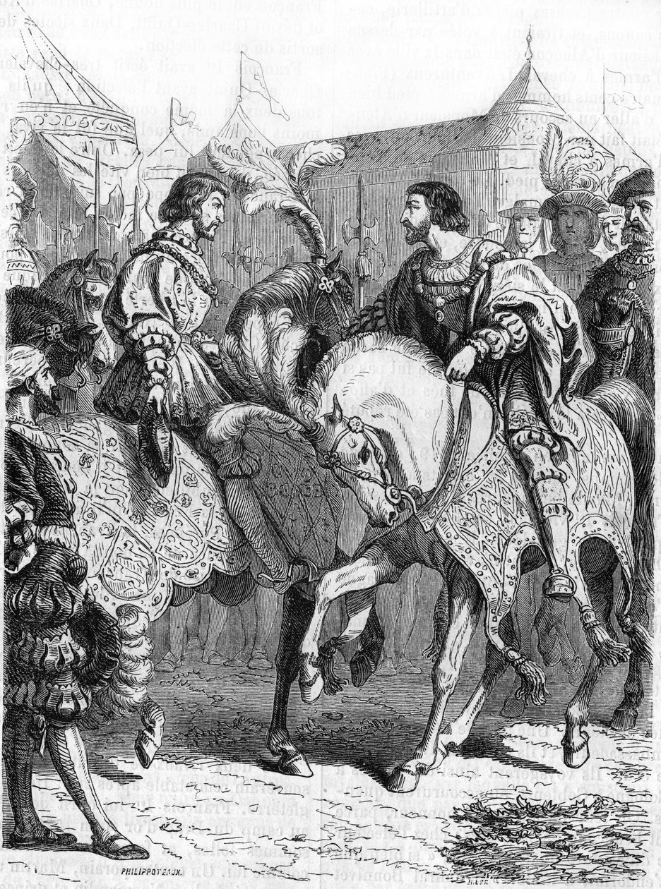 Entrevista de Francisco I y Enrique VIII. Grabado del siglo XIX. de Unknown artist