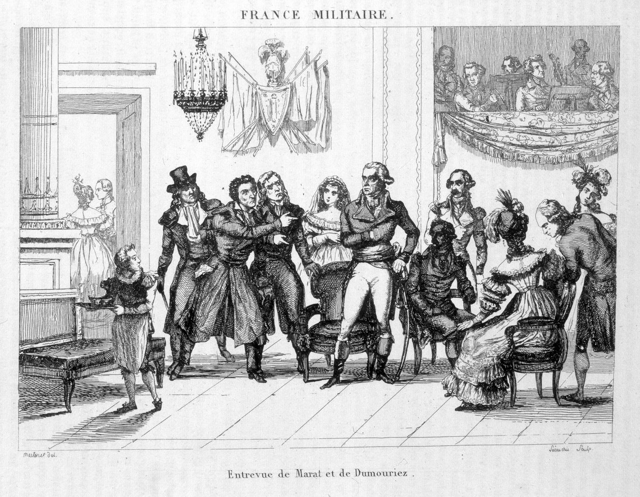 Entrevista de Joachim Murat (1767-1815) y Dumouriez (1739 - 1823) - Grabado del siglo XIX. de Unknown artist