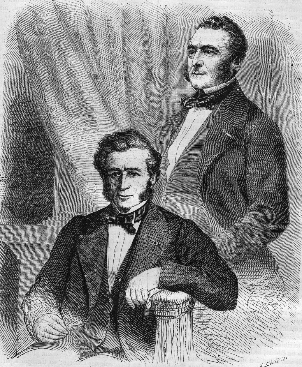 Isaac y Jacob Emile Pereire, empresarios franceses, fundadores de la Société de crédit mobilier (1852). de Unknown artist