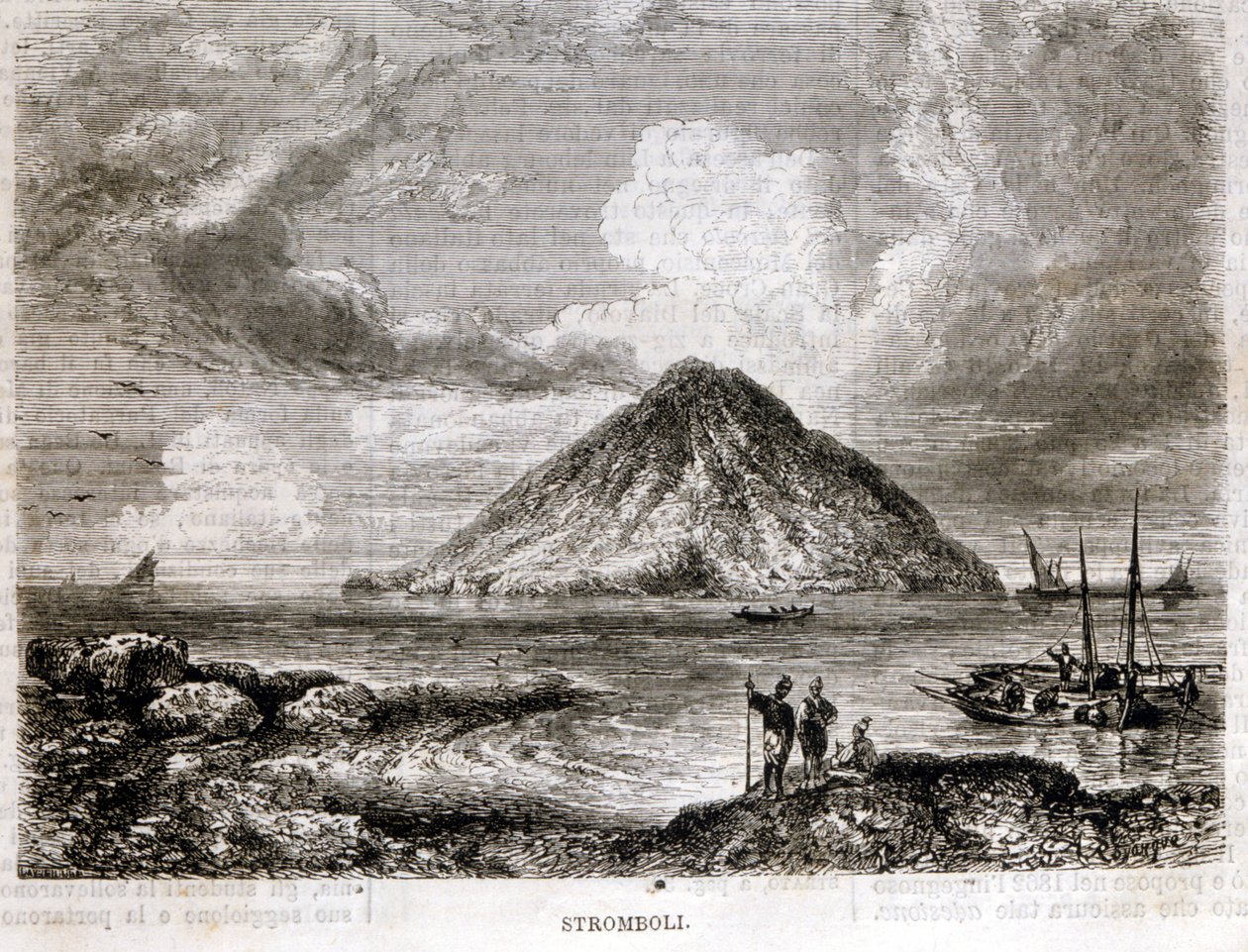 Isla de Stromboli en el siglo XIX. de Unknown artist
