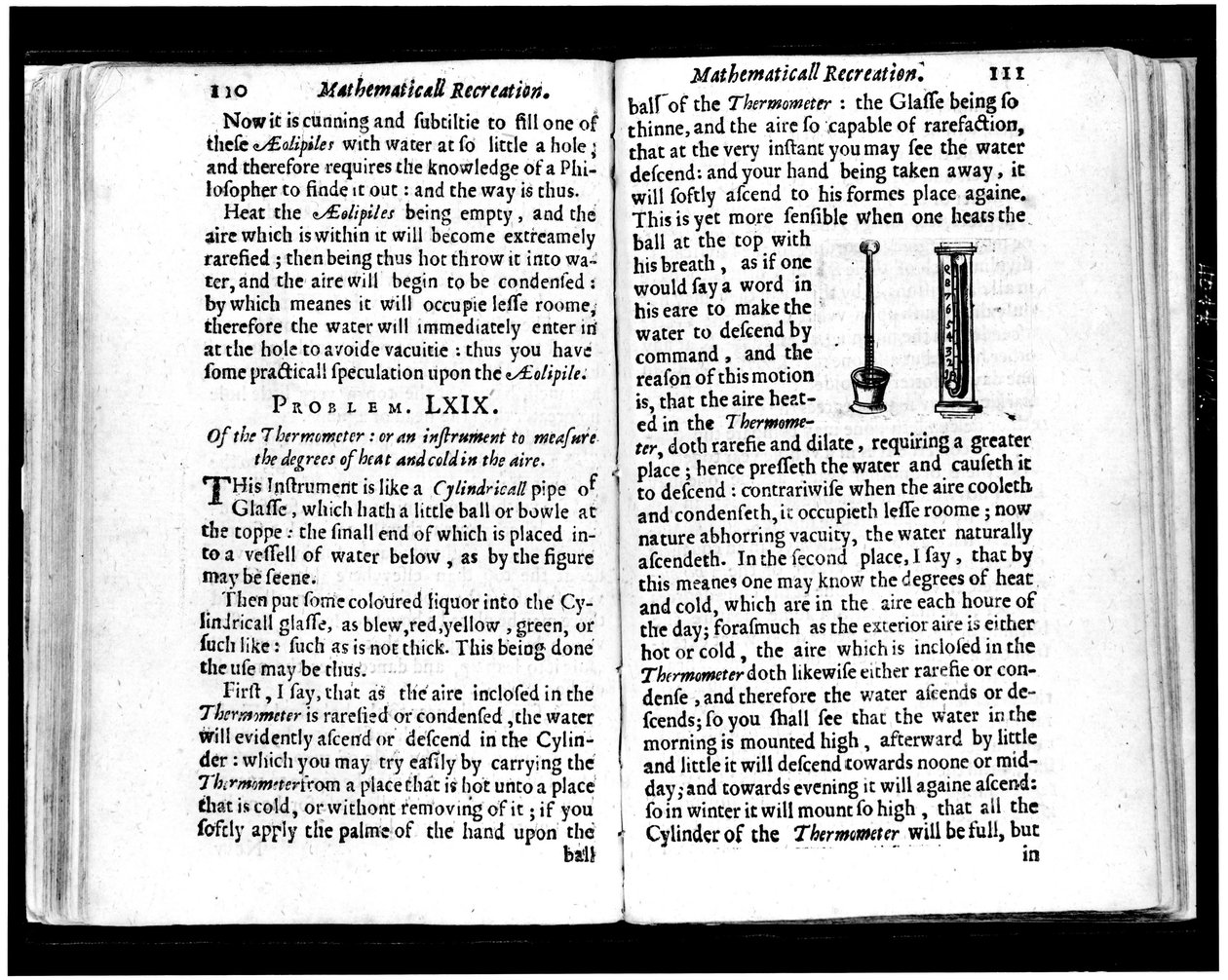 Termómetros italianos y holandeses. Páginas de “Recreaciones matemáticas” de Jean Leurechon (1591-1670) 1653 de Unknown artist