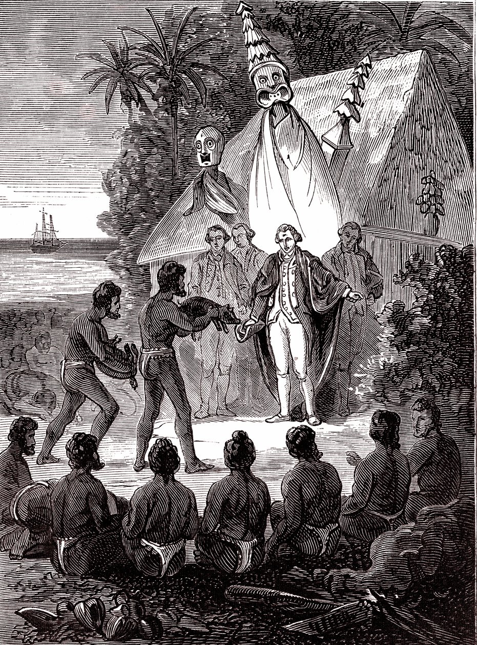 James Cook con los nativos de Island Sandwich de Unknown artist