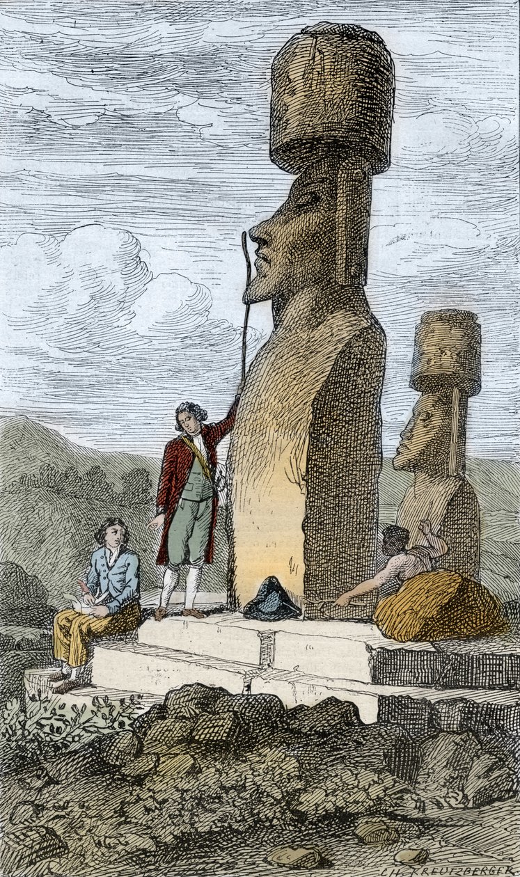 Jean-François Galaup, Conde de La Pérouse, navegante y explorador inglés, en la Isla de Pascua durante su viaje asiático de Unknown artist