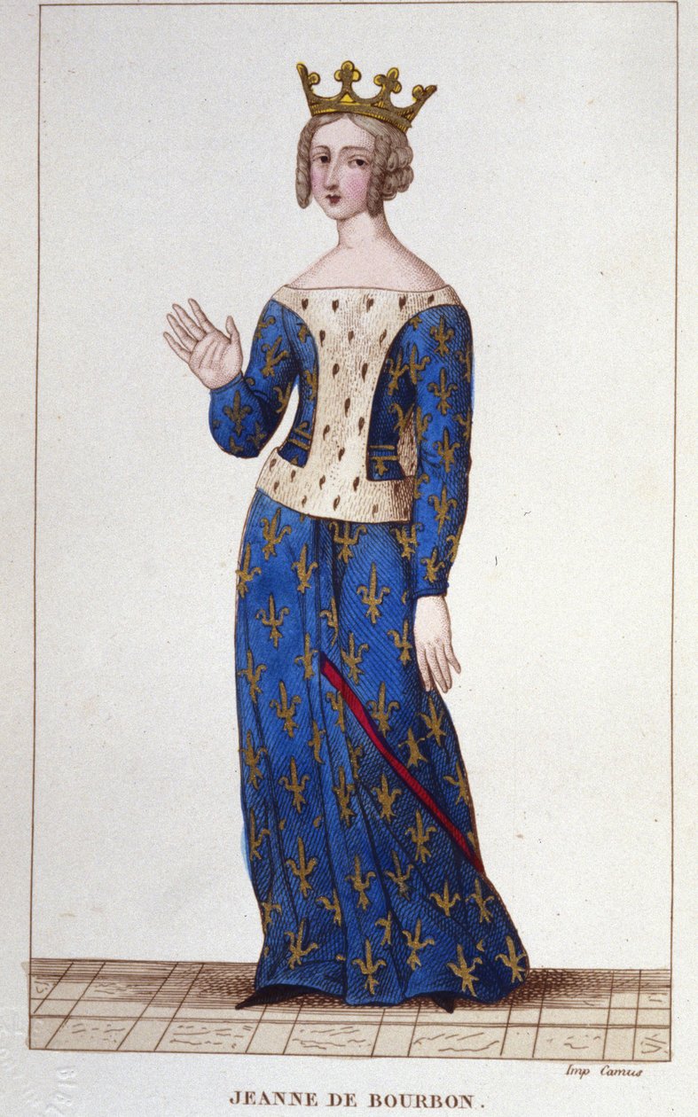 Juana de Borbón (1338-1378). Reina de Francia de 1364 a 1378. Grabado de 1830. de Unknown artist