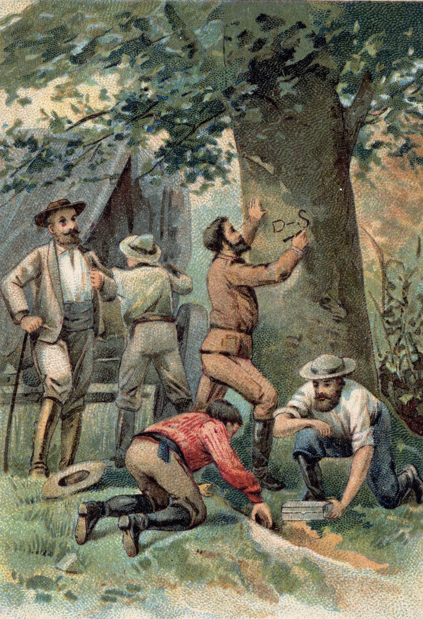 John McDouall Stuart (1815-1866): explorador escocés, después de cruzar Australia en 1862 marca el lugar en un árbol de su último recurso. de Unknown artist