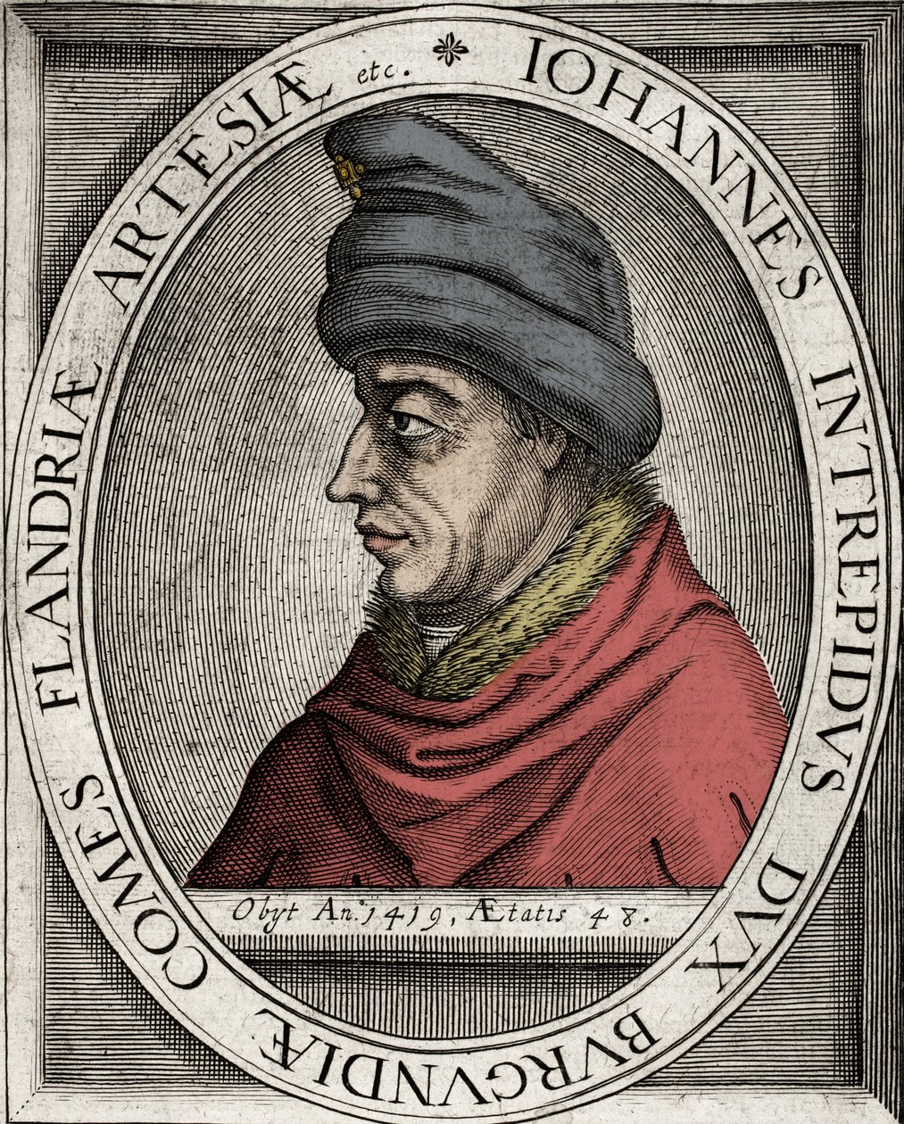 Juan Sin Miedo - Retrato de Juan Sin Miedo, Duque de Borgoña (Juan I de Borgoña) (1371-1419) - grabado del siglo XVII de Unknown artist