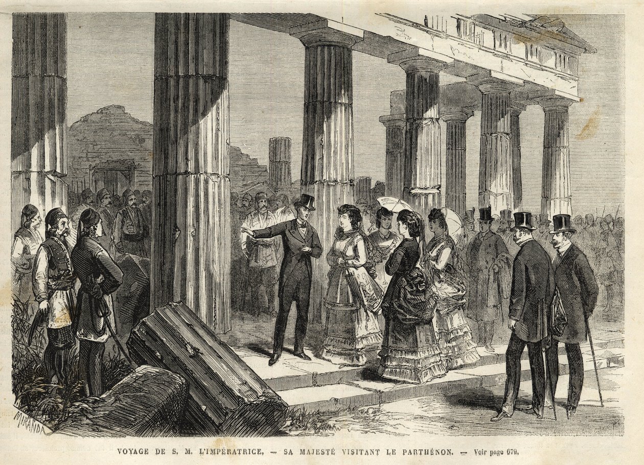 Viaje de la Emperatriz Eugenia a Grecia - Visita del Partenón a Atenas - en 1869 de Unknown artist
