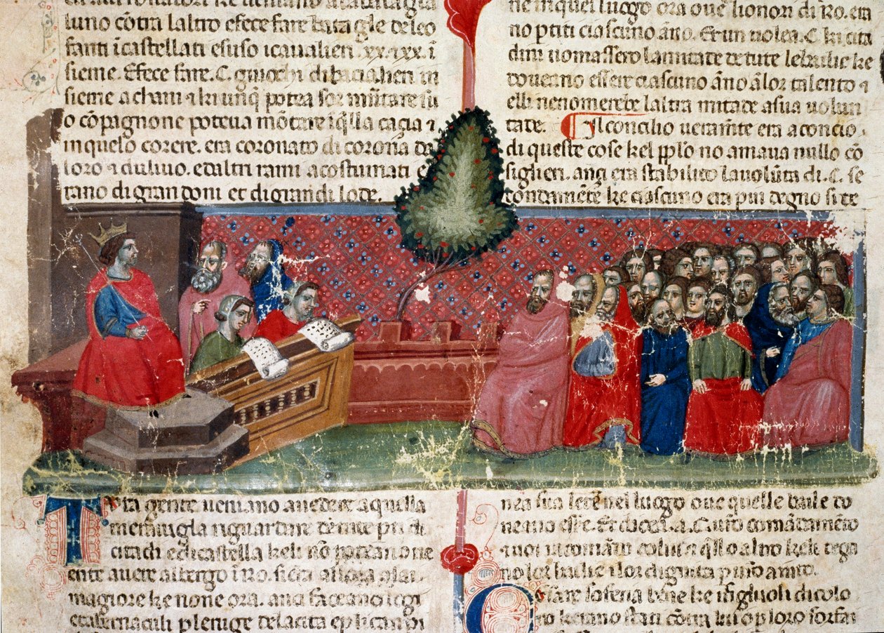 Julio César (101-44 a.C.) en el trono. (detalle) de Unknown artist