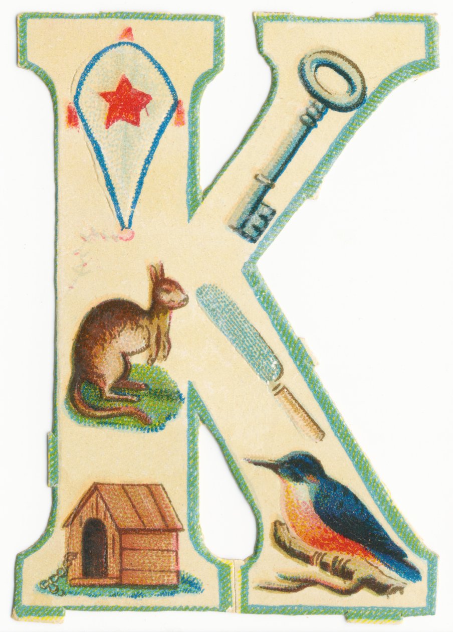 K: cometa, llave, canguro, cuchillo, perrera, martín pescador de Unknown artist