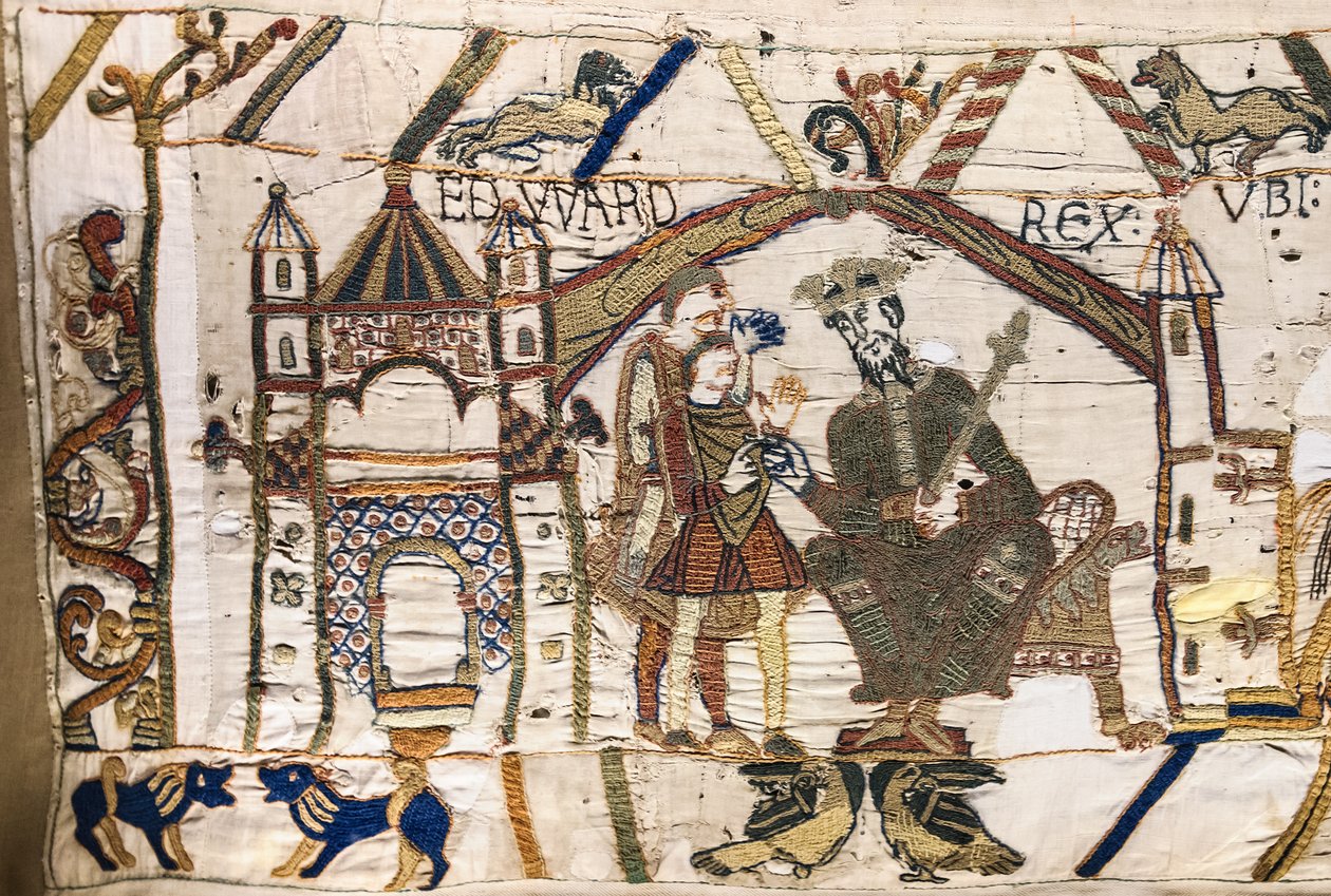 El rey Eduardo el Confesor envía a Harold a Normandía, Tapiz de Bayeux de Unknown artist