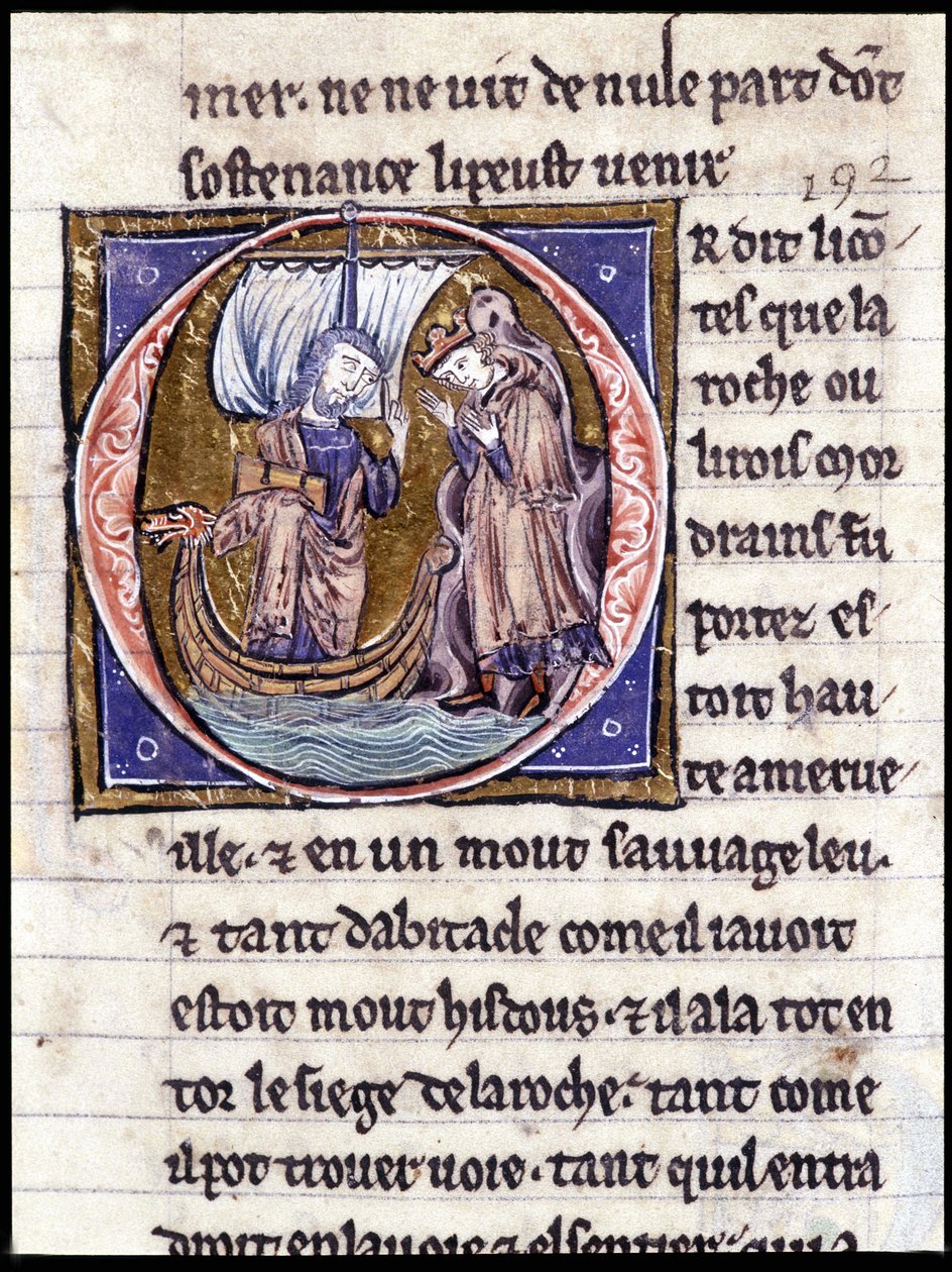 Rey Modreius. Manuscrito: Conquista del Santo Grial, escrito 717 años después de la pasión de nuestro señor. Biblioteca municipal de Rennes, ms. 255 (Colección de novelas de la Mesa Redonda); París de Unknown artist