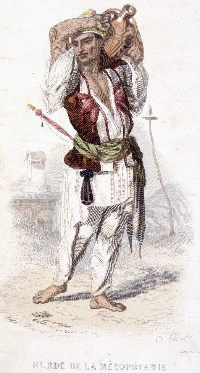 Kurdo de Mesopotamia llevando una ánfora. Alrededor de 1810-1860 de Unknown artist