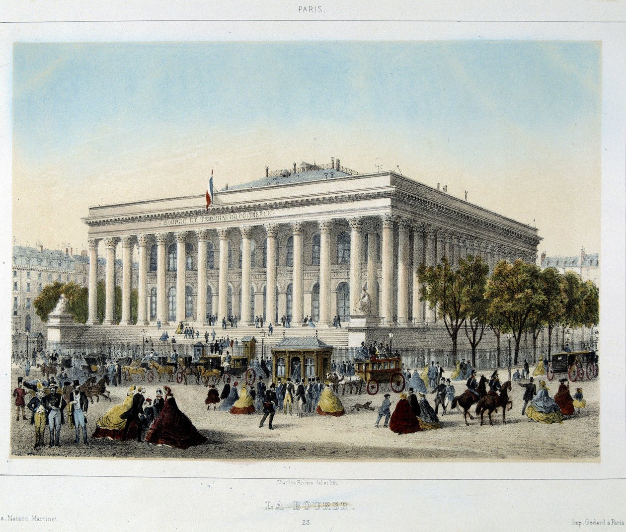 La Bolsa de París - Litografía de Unknown artist