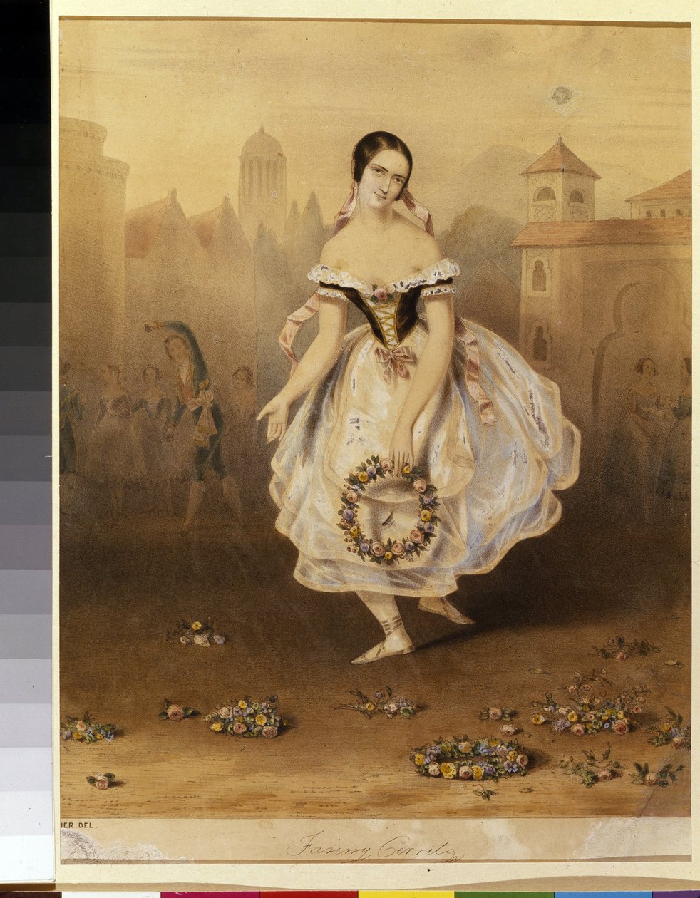 La bailarina italiana Fanny (Francesca) Cerrito (1817-1909) (Bailarina de ballet Fanny Cerrito). Litografía anónima, finales de 1830. Neoclasicismo del siglo XIX. Museo Estatal de Arte Teatral y Musical, San Petersburgo. de Unknown artist