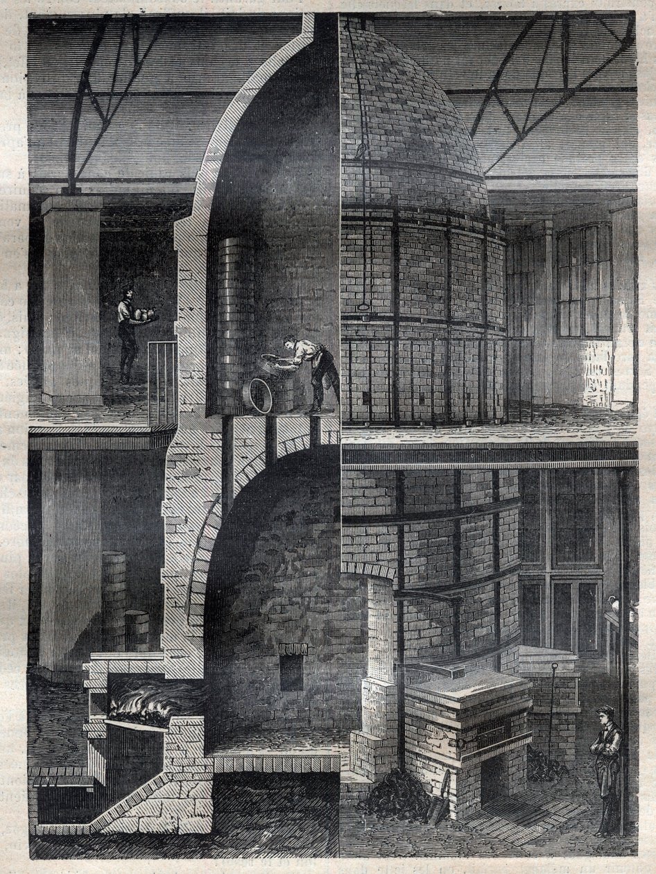 La fabricación de jarrones en la manufactura de Sèvres - Grabado en "La Science française" de Unknown artist