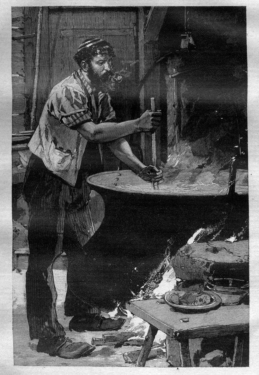 La fabricación del queso Gruyere - Grabado en “La Science française” de Unknown artist