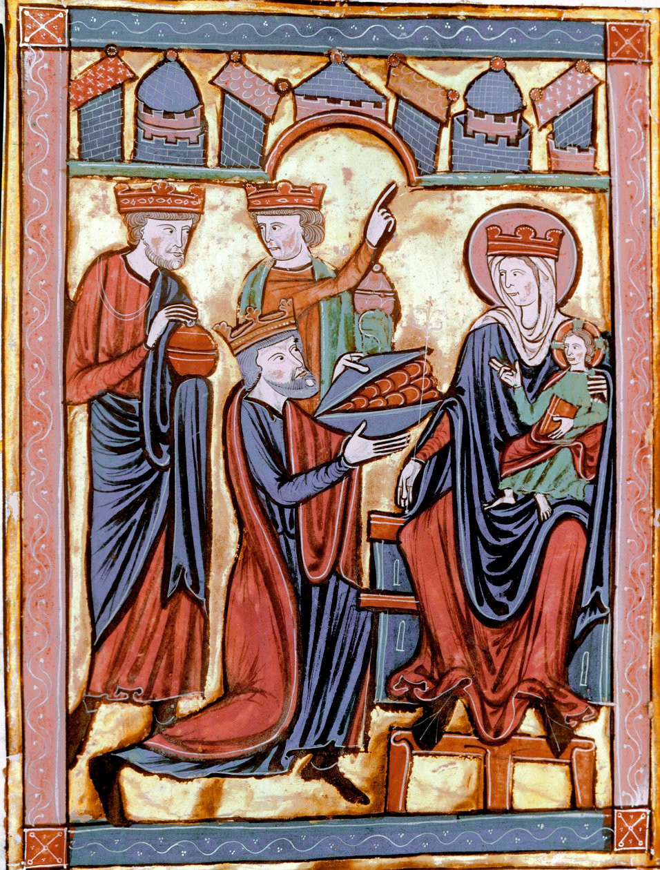 La adoración de los magos. Miniatura tomada de Liber Psalmorum um um um calendario o Psaltier à l