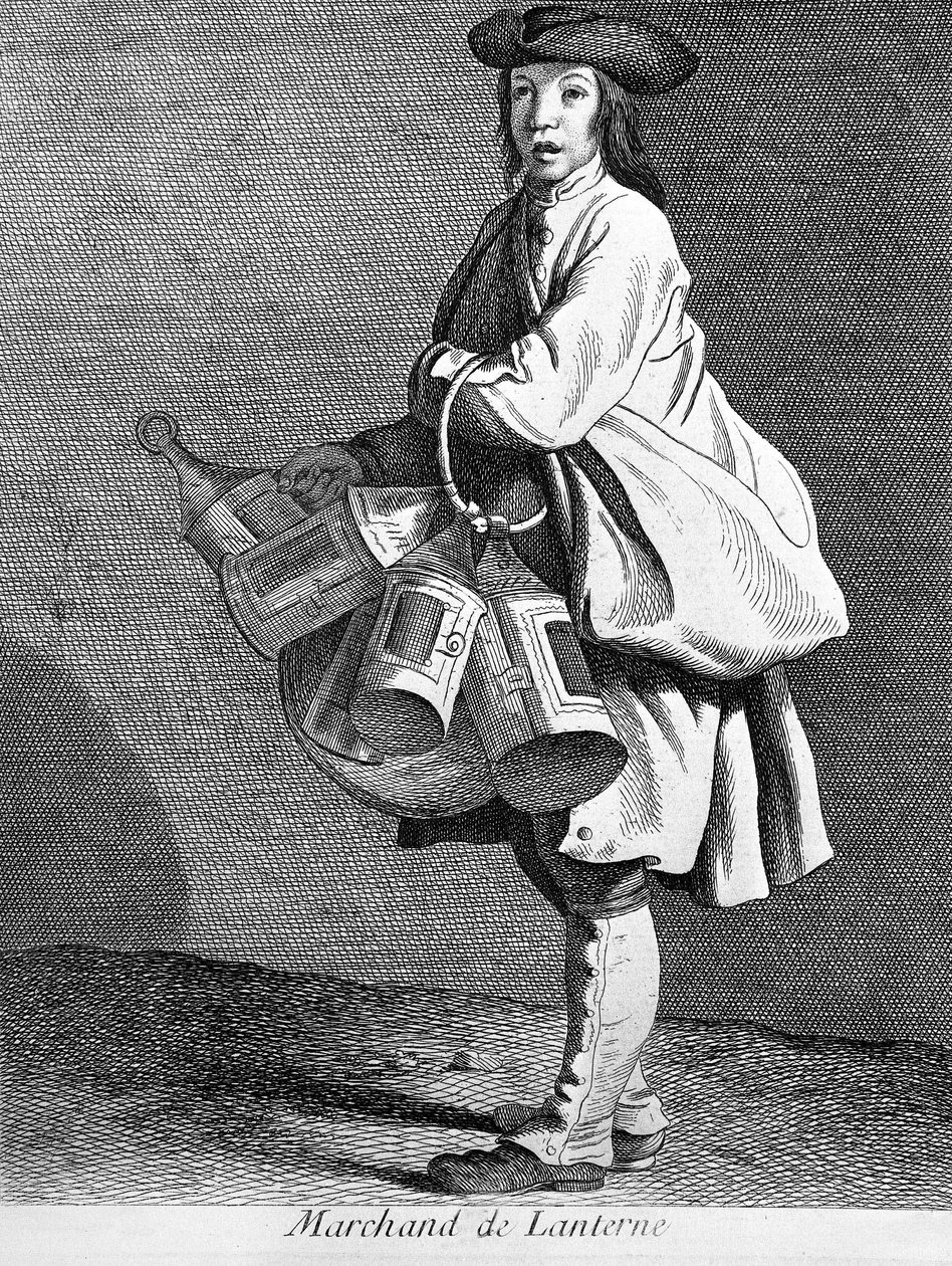 Vendedor de linternas. Grabado del siglo XIX de Unknown artist