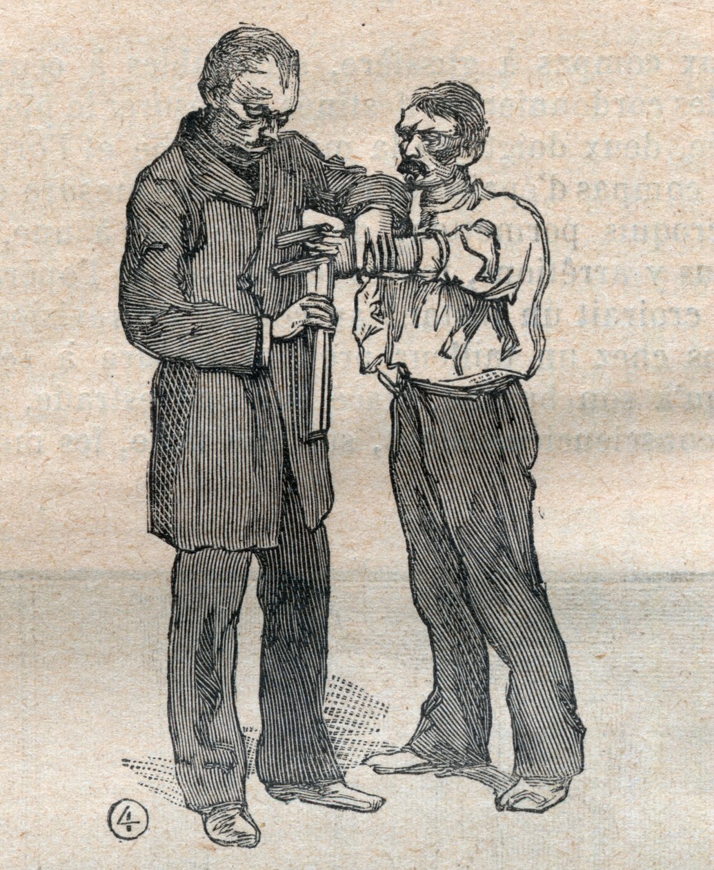 La antropometría judicial o bertillonaje, método de Alphonse Bertillon (1853-1914): medida del dedo medio y del anular izquierdo - Grabado en "La Science française" de Unknown artist