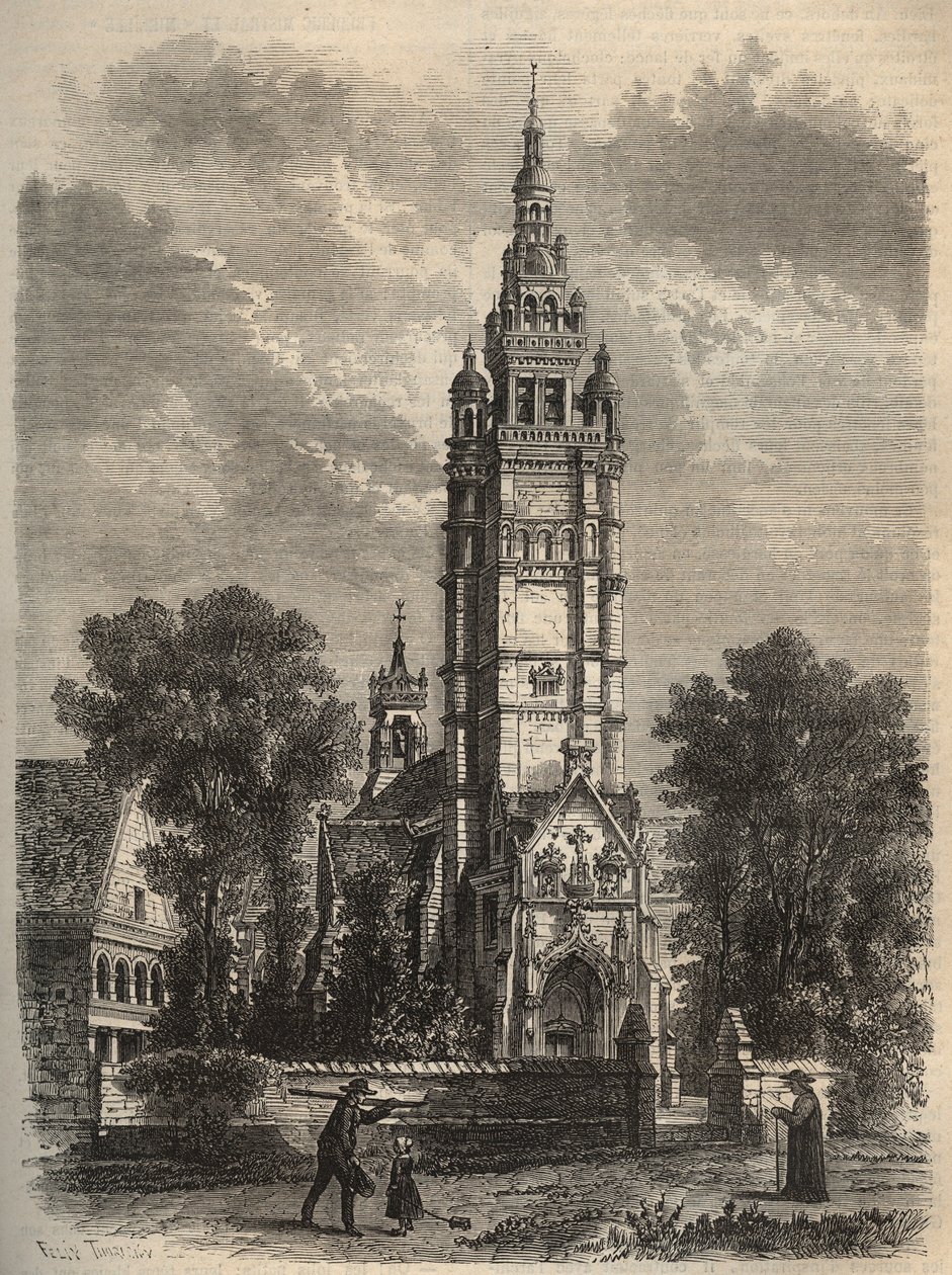 El arte ojival en su declive - Notre-Dame de Roscoff en Bretaña - grabado del siglo XIX de Unknown artist
