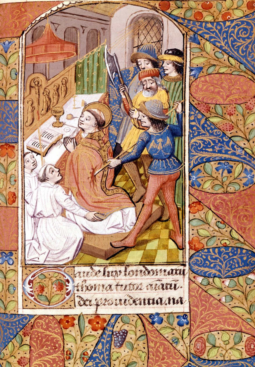 El asesinato de Santo Tomás Becket (1118 - 1170), prelado y político inglés. Miniatura del siglo XIV. Biblioteca Victoria & Albert, Londres de Unknown artist