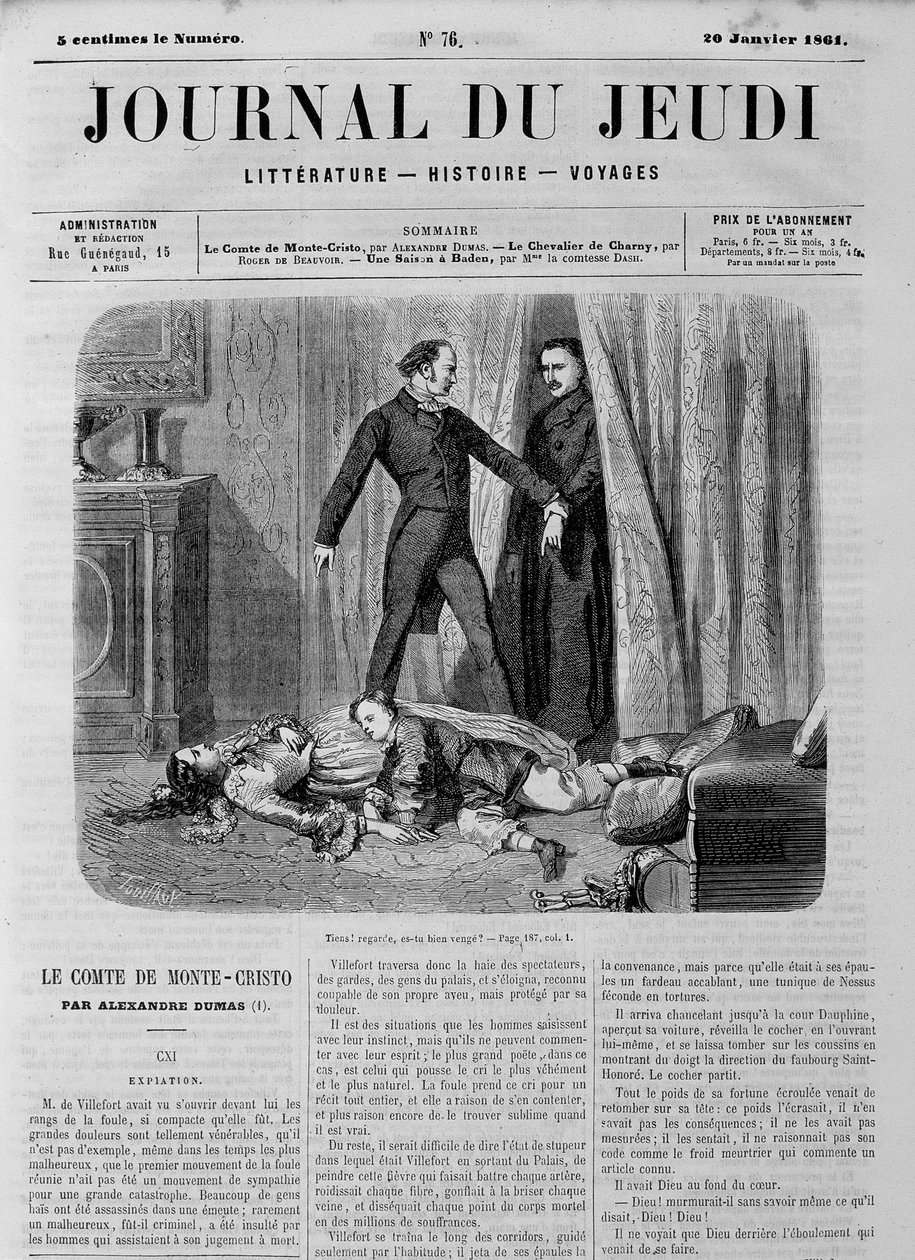 El Conde de Montecristo (Montecristo) - en “Le Journal du Jeudi” del 20/01/1861 de Unknown artist