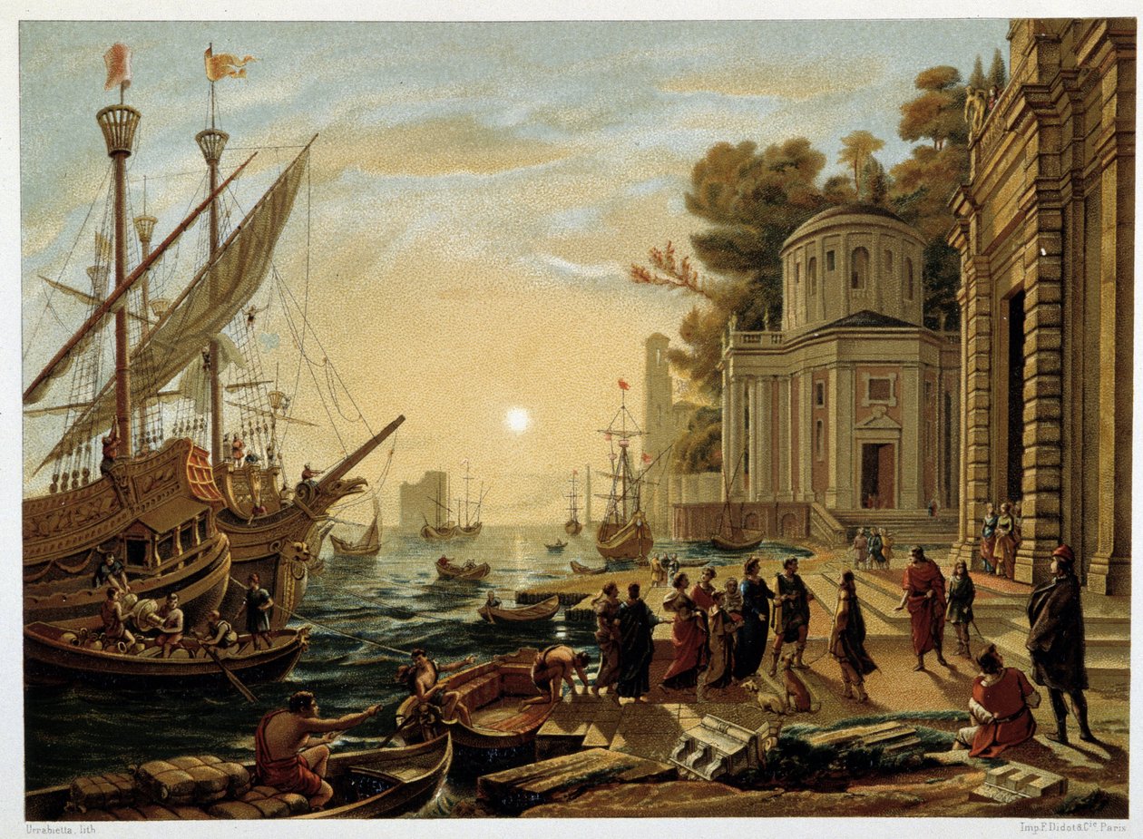 El desembarco de Cleopatra en Tarso, según Claude Gellée llamado Le Lorrain de Unknown artist