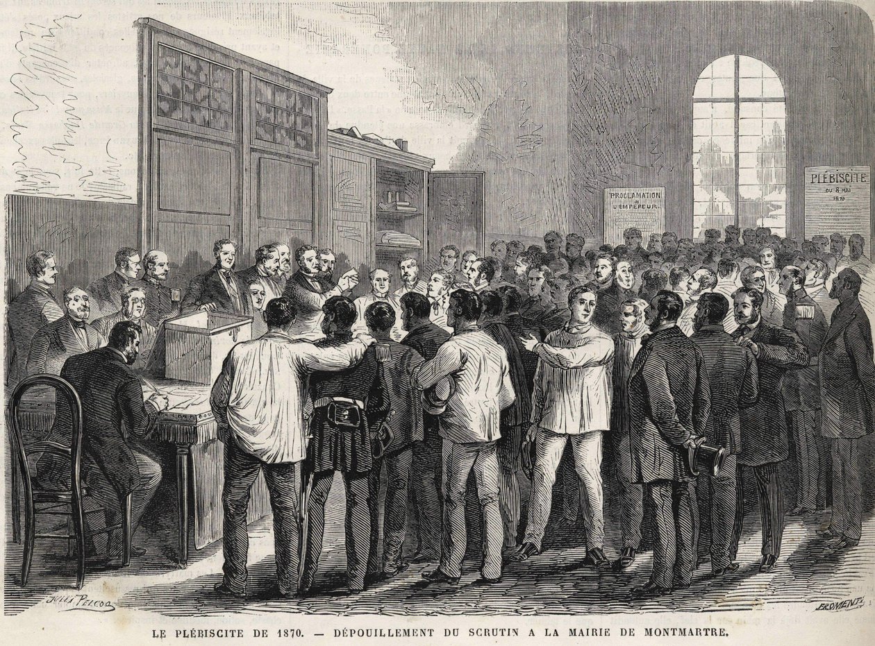 El Plebiscito de 1870, conteo de votos en el Ayuntamiento de Montmartre. de Unknown artist