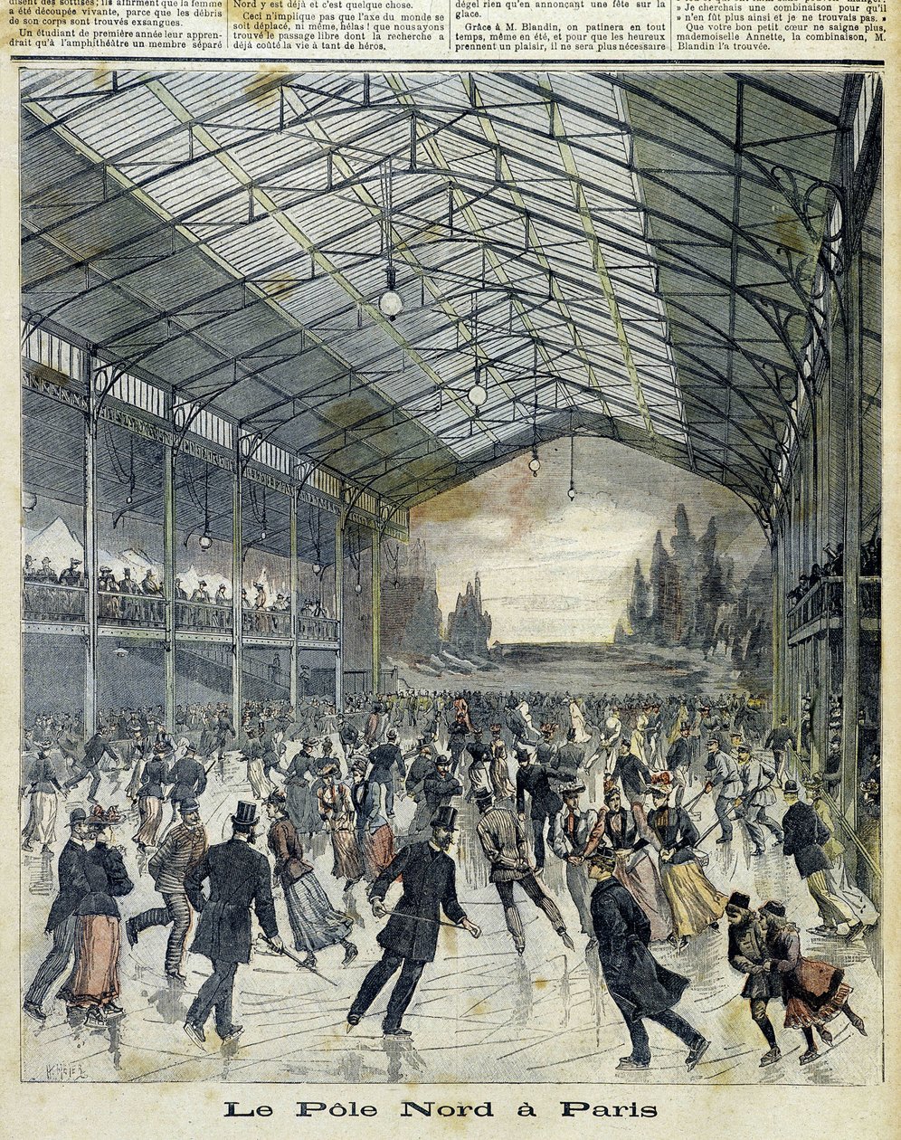 El Polo Norte en París: Parisinos patinando - en “Le Petite Journal”, Nov. 1892 de Unknown artist