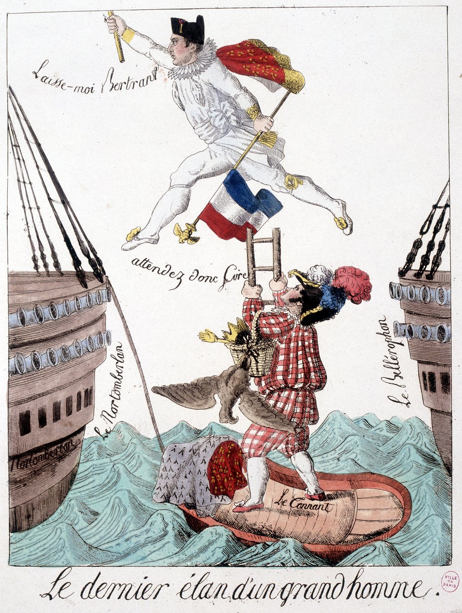 El último impulso de un gran hombre: caricatura de Napoleón y el General Bertrand - en “Napoleón 1er, caricaturas, colección ficticia”, París de Unknown artist