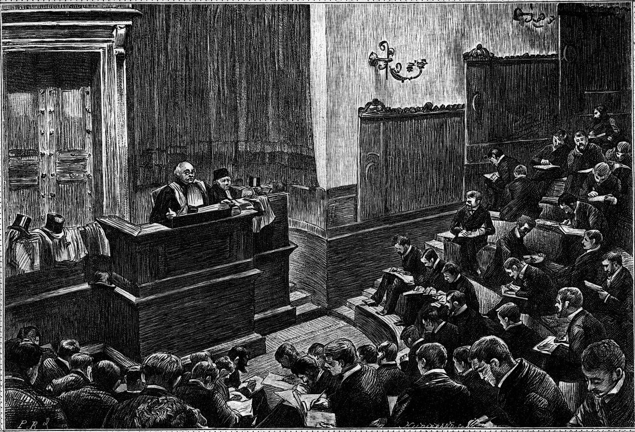 El gran anfiteatro de la Escuela de Derecho de París, Grabado en el “Journal de la Jeunesse” de Unknown artist