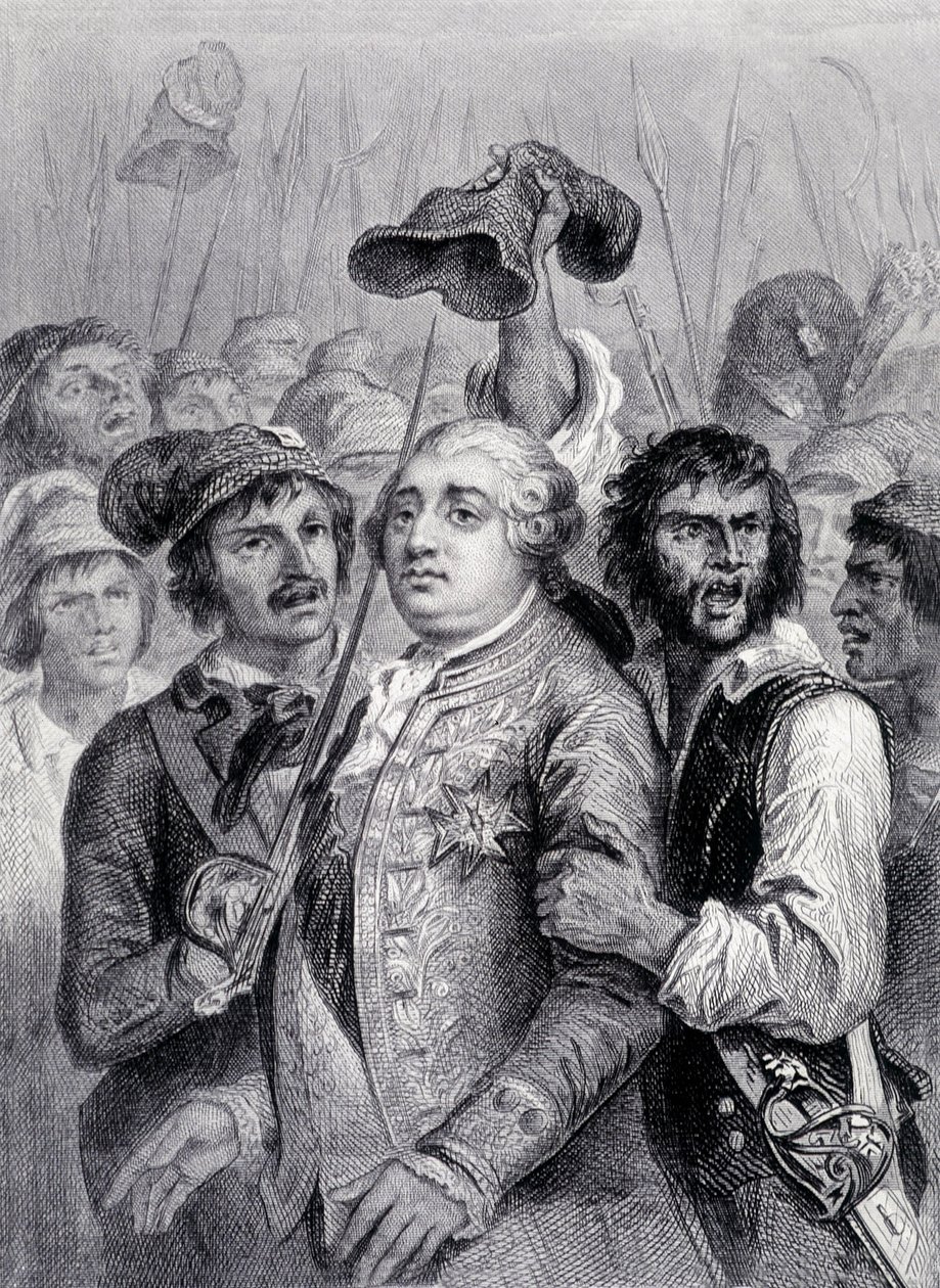 El pueblo en las Tullerías, gorro frigio de Luis XVI, 20 de junio de Unknown artist