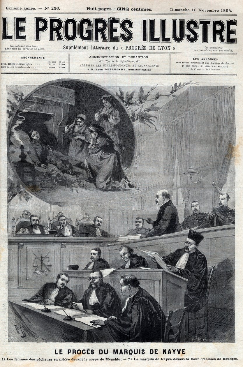 El juicio del marqués de Nayve en las asambleas de Bourges en 1895 - Grabado en "Le Progres illustré" de 1895 de Unknown artist