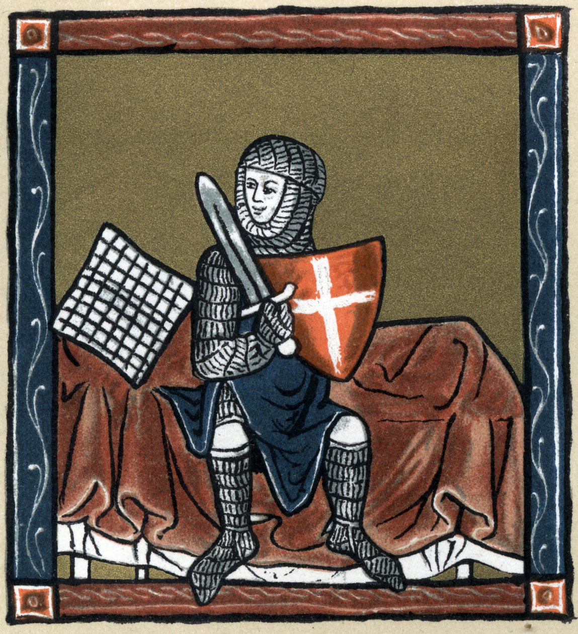 Leyenda Artúrica: el caballero Gauvain en la cama mágica. En “Geschichte der Franzosischen Literatur” de Hermann Suchier de Unknown artist
