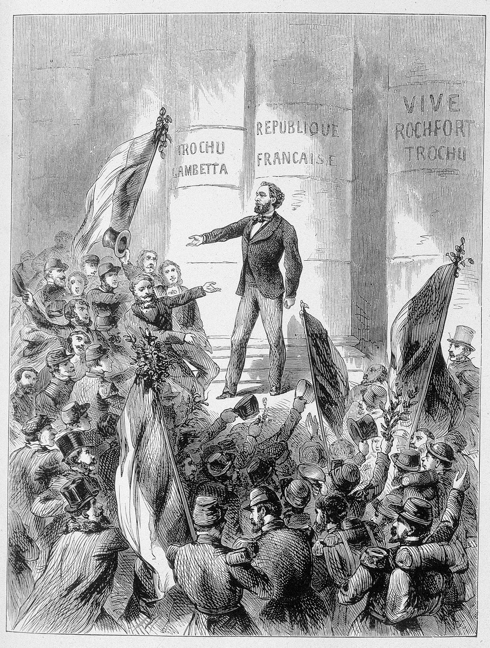 Léon Gambetta anunciando la proclamación de la República el 4 de septiembre de Unknown artist