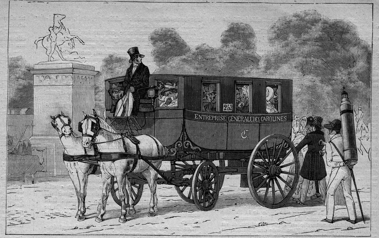 Los Omnibus de París en el siglo XIX: Caroline - grabado de 1892 de Unknown artist