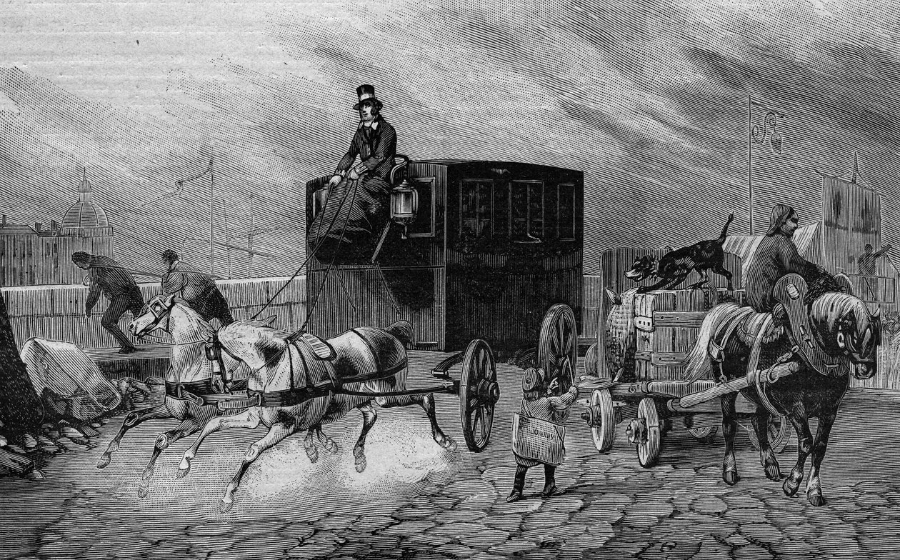 Los Omnibus de París en el siglo XIX: la Bearnaise - grabado de 1892 de Unknown artist