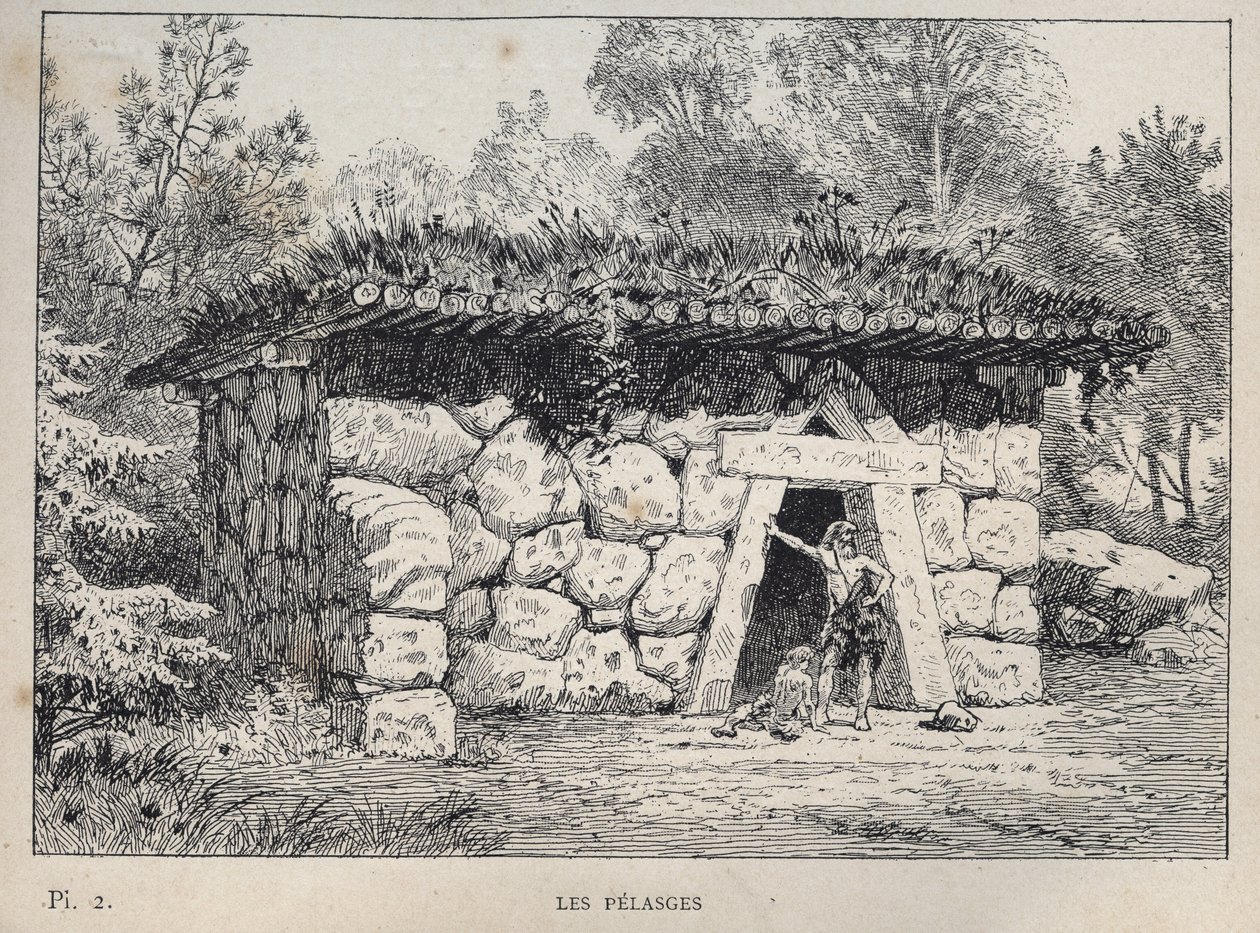 Los Pelasgos - grabado de 1889 en 