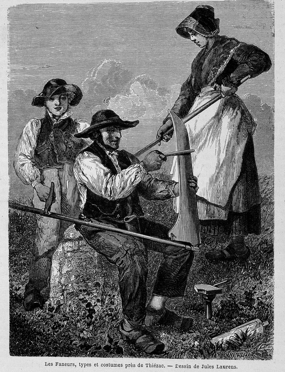 Los segadores, tipos y trajes cerca de Thiézac, en Auvernia - en “Le tour du monde” de Unknown artist