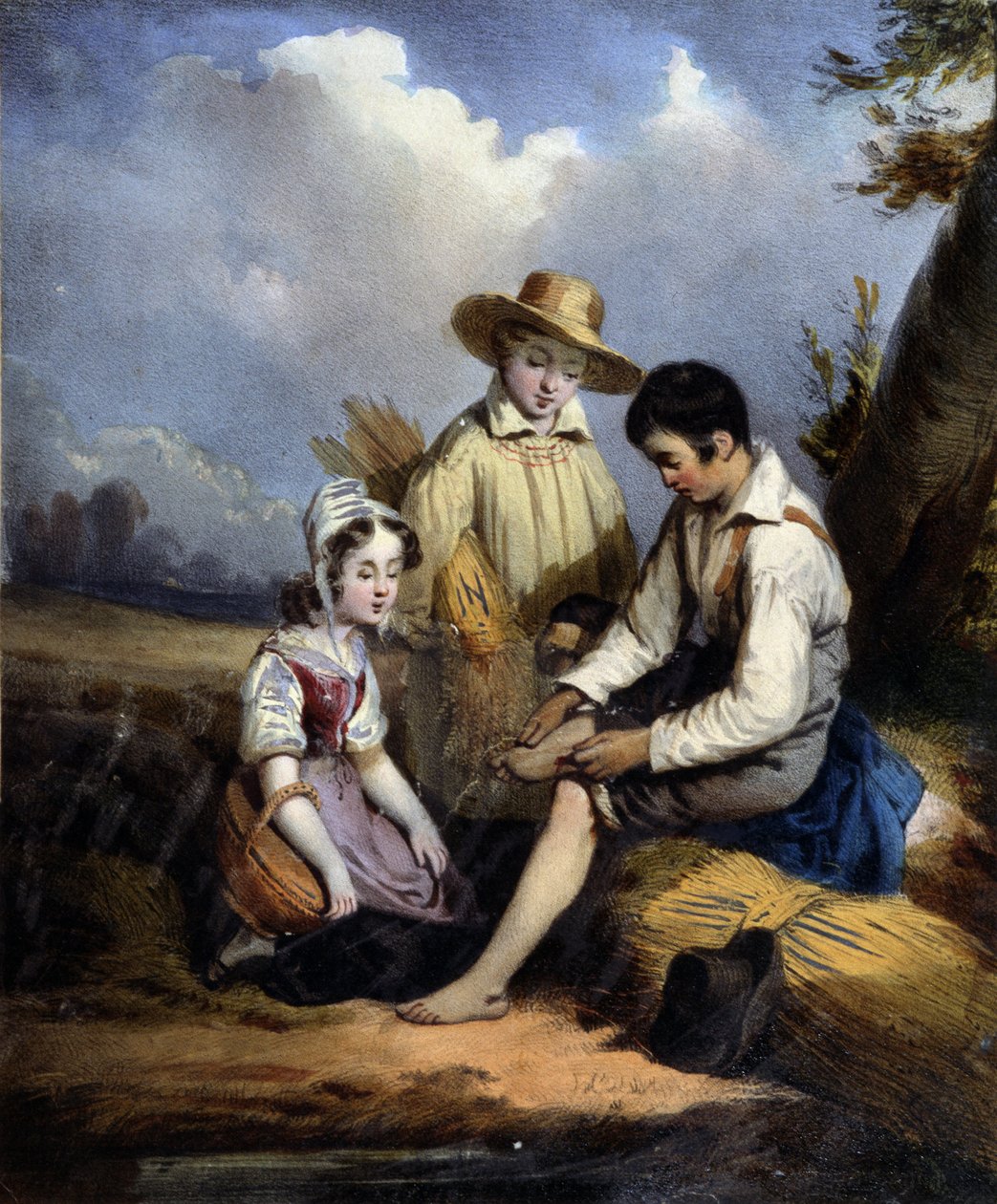 Los pequeños segadores (uno herido en el pie), c.1840 de Unknown artist