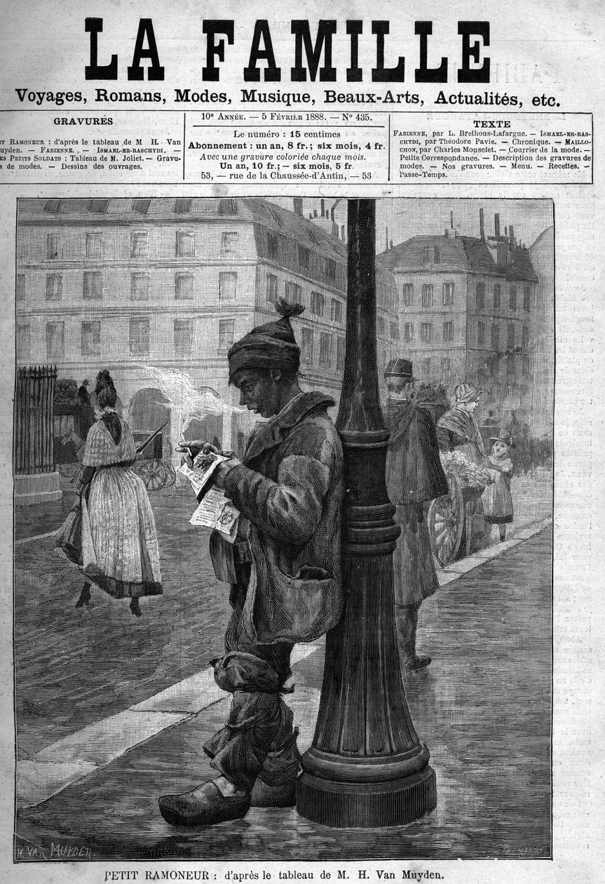 Pequeña Chimenea. Grabado de la pintura de M.H. Van Muyden. Portada del periódico “La famille” de 1888. de Unknown artist