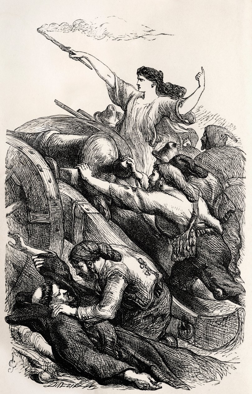 Lord Byron-ilustración de una escena del poema "Childe Harold" del poeta inglés (grabado) de Unknown artist