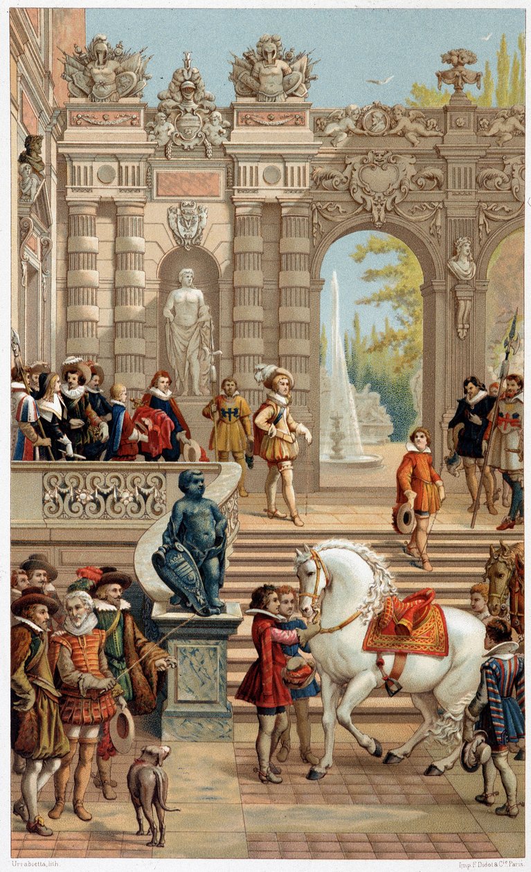Luis XIII en la corte, a la edad de 13 años - en "Siglo XVII - Instituciones: usos y costumbres, Francia 1590-1700" por Paul Lacroix de Unknown artist