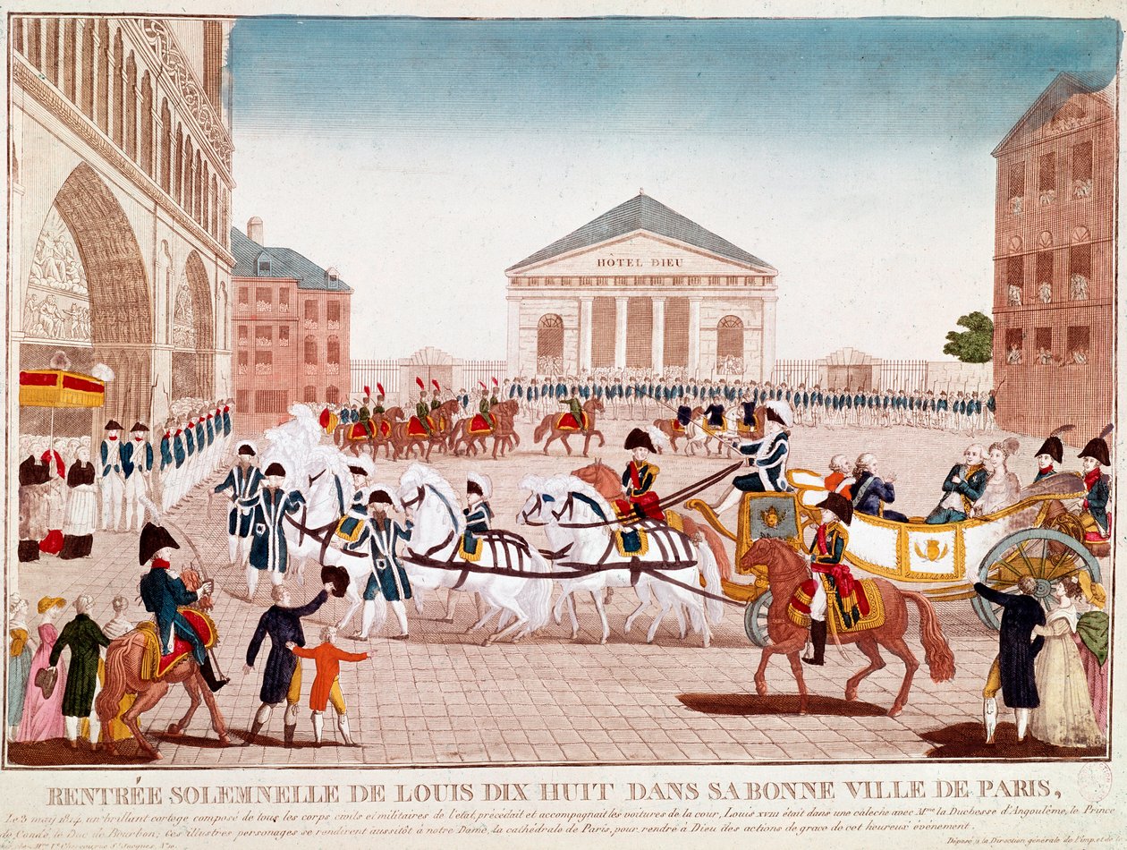 Luis XVIII llegando a Notre Dame, París, 3 de mayo de 1814 de Unknown artist