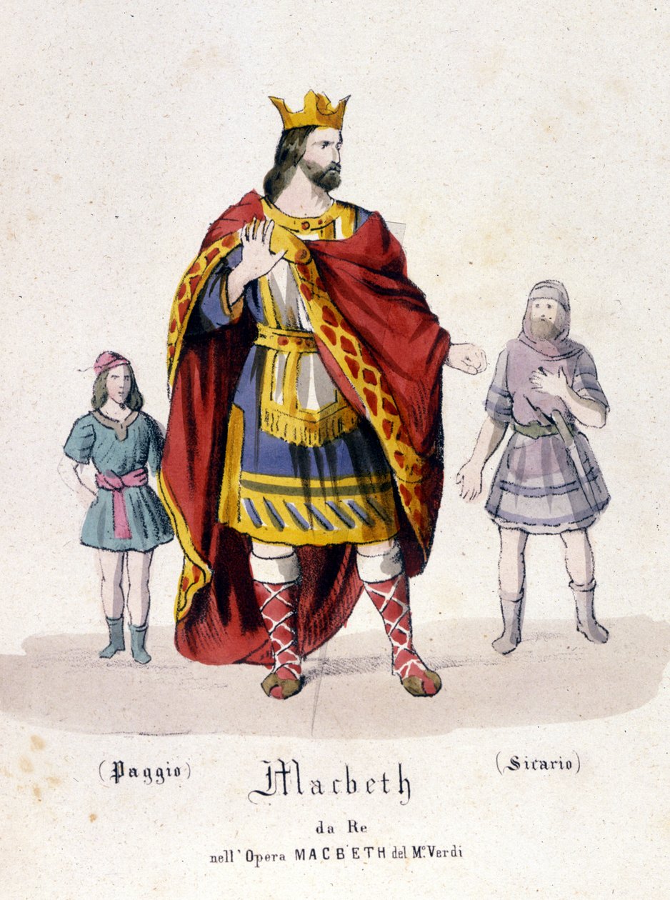Personaje de Macbeth en la ópera del mismo nombre de Giuseppe Verdi (1813 - 1901) después de la obra de William Shakespeare. 1847. Grabado. de Unknown artist