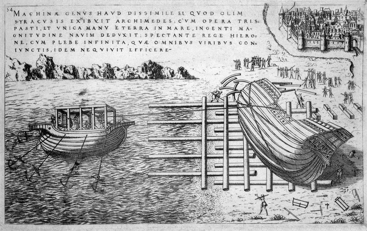 Máquina para lanzar barcos en el siglo XVI - ed. 1578 de Unknown artist